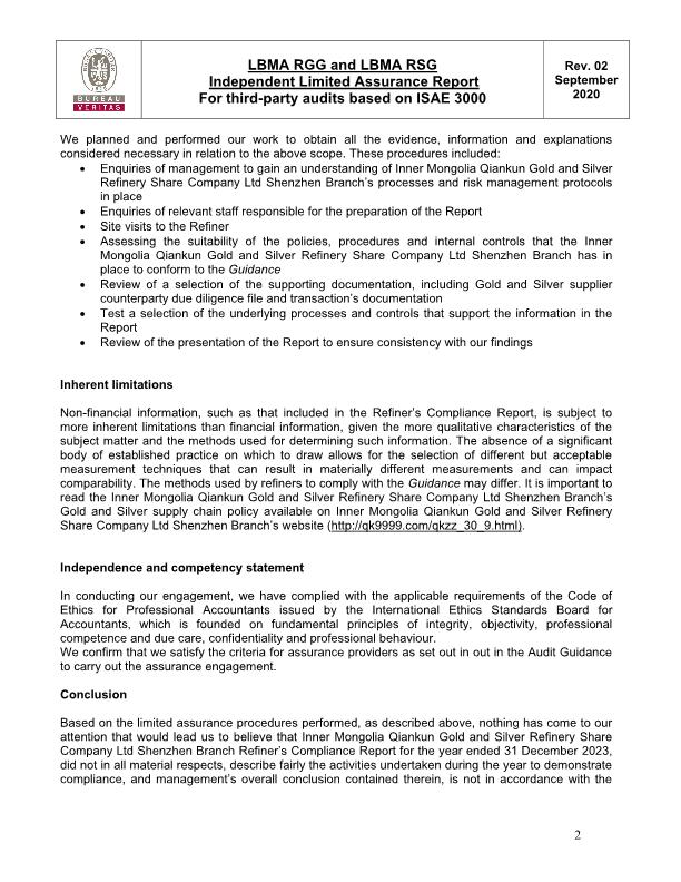 01 Independent Limited Assurance Report LBMA ISAE 3000_Gold&Silver_Inner Mongolia Qiankun Gold and Silver Refinery Share Company Ltd Shenzhen Branch_China_05032024(1)_2.jpg